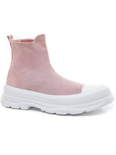 Sock boots with white sole
